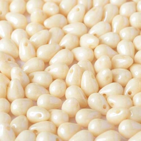 4x6mm Czech Side Drill Teardrops - Chalk White Champagne Luster - Pack of 20