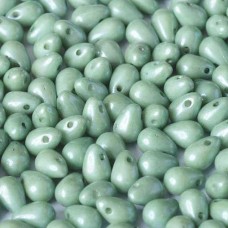 4x6mm Czech Side Drill Teardrops - Chalk White Teal Luster - Pack of 20