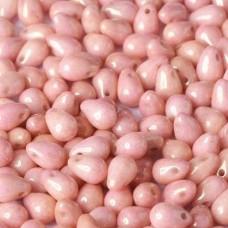 4x6mm Czech Side Drill Teardrops - Chalk White Red Luster - Pack of 20