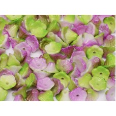 7x5mm Czech Flower Cups - Chalk White Funky Orchid - Pack of 20