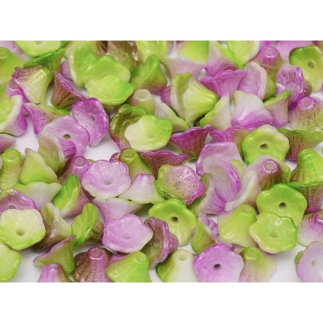 7x5mm Czech Flower Cups - Chalk White Funky Orchid - Pack of 20 7x5mm Czech Flower Cups - Chalk White Funky Orchid - Pack of 20