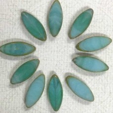 18x7mm Czech Spindle Beads - Seagreen + Sky Blue with Picasso Finish