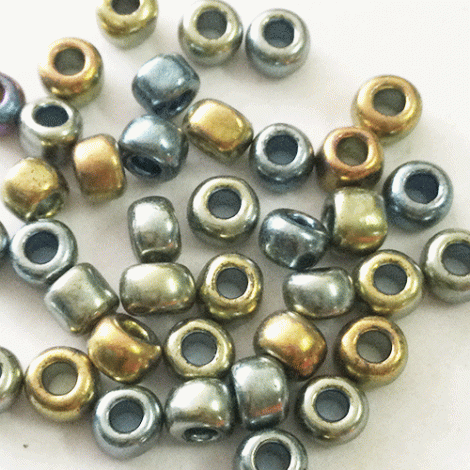 3/0 Toho Seed Beads - Galvanized Blue Gold - 18-19gm