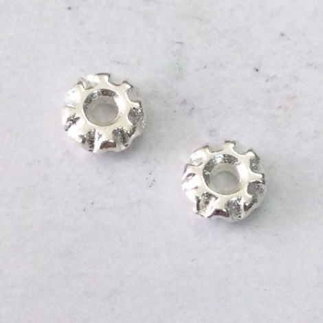 4mm TierraCast Teke Flat Round Spacers - Bright Fine Silver Plated - Pack of 20