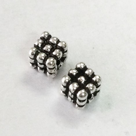 TierraCast 3.5mm Beaded Cube Spacers - Antique Silver - Pack of 10
