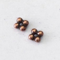 4mm TierraCast Quad Heishi Spacer Beads - Antique Copper Plated - Pack of 20