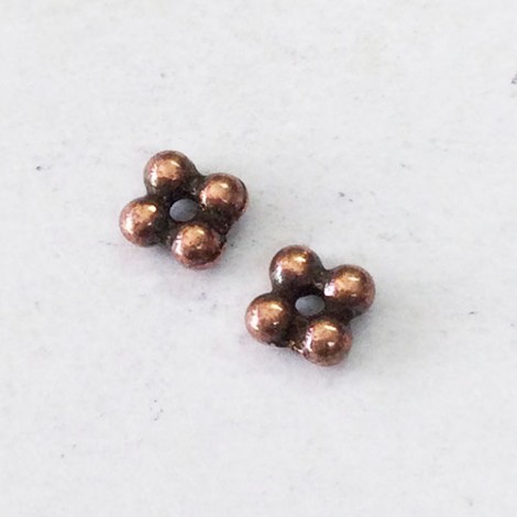 4mm TierraCast Quad Heishi Spacer Beads - Antique Copper Plated - Pack of 20