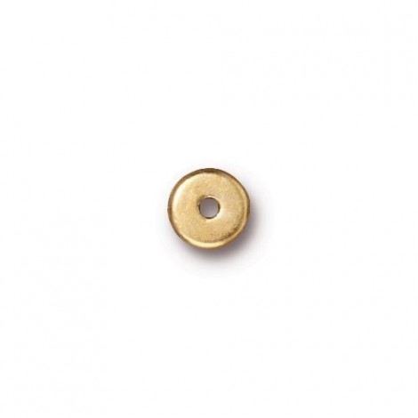 6mm TierraCast Heishi Disk Beads - 22K Bright Gold Plated - Pack of 4