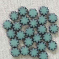 9mm Cz Table Cut Cactus Flower Beads - Blue Green w-Metallic Grey Finish