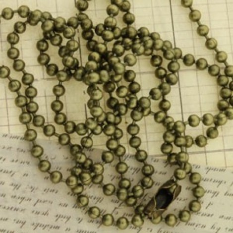64cm (25.2") 2.4mm Antique Brass Ball Chain Necklaces