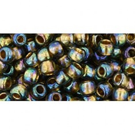 6/0 Toho Seed Beads - Gold Lined Rainbow Black Diamond