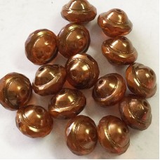 8x10mm Czech Saturn Cut Beads - Opal Transparent Pumpkin with Bronze Finish