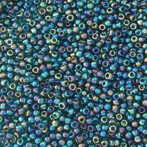 8/0 Toho Seed Beads - Teal Transparent Rainbow - 18gm