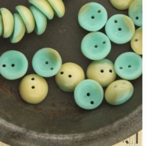 8mm Czech 2-Hole Piggy Beads - Turquoise Beige- Pack of 50 8mm Czech 2-Hole Piggy Beads - Turquoise Beige- Pack of 50