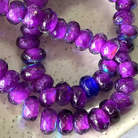 6x9mm Czech Faceted Roller Beads - Purple Pansy - Pack of 5 6x9mm Czech Faceted Roller Beads - Purple Pansy - Pack of 5