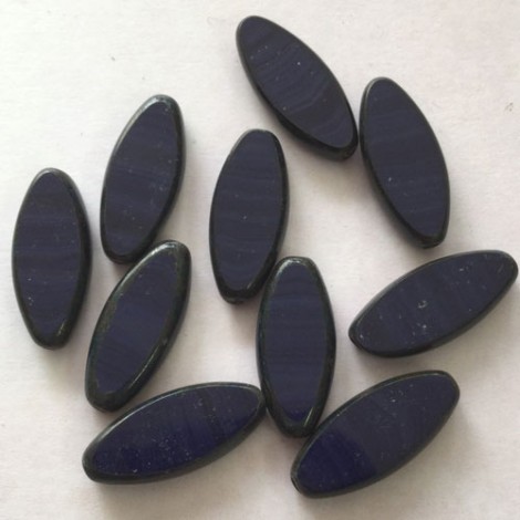 18x7mm Czech Navy Picasso Spindle Beads