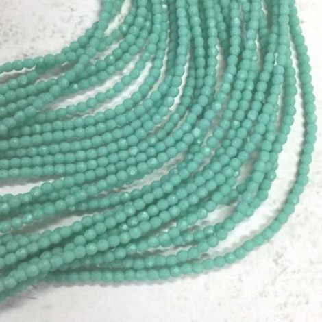 2mm Czech Firepolish Beads - Matte Turquoise - Pack of 50