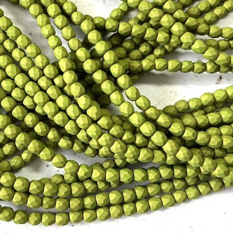 3mm Czech Firepolish Beads - Verdant Glow - Pack of 50 3mm Czech Firepolish Beads - Verdant Glow - Pack of 50