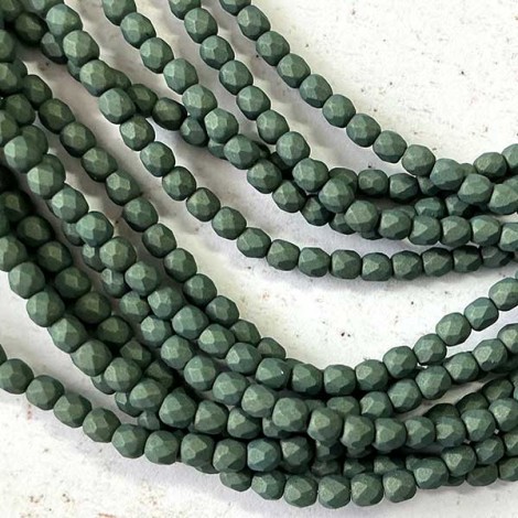 3mm Czech Firepolish Beads - Forest Shade - Pack of 50