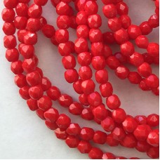 3mm Czech Firepolish Beads - Opaque Red