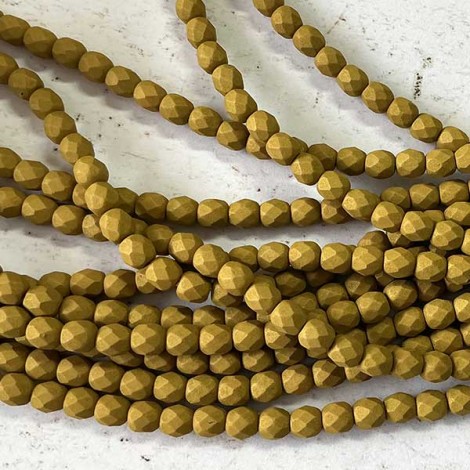 4mm Czech Fire Polished Beads - Golden Olive - Pack of 50 4mm Czech Fire Polished Beads - Golden Olive - Pack of 50
