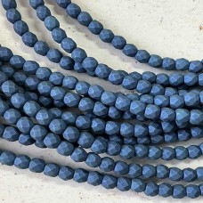 4mm Czech Fire Polished Beads - Cobalt Glaze - Pack of 50
