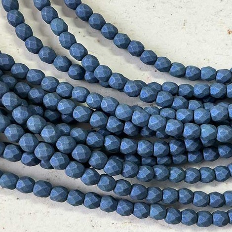 4mm Czech Fire Polished Beads - Cobalt Glaze - Pack of 50 4mm Czech Fire Polished Beads - Cobalt Glaze - Pack of 50