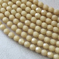 6mm Czech Firepolish Beads - Opaque Light Beige - Pack of 20
