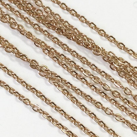 1.5mm Rose Gold Plated 316 High Quality Stainless Steel Flat Oval Cable Chain - 2 metres