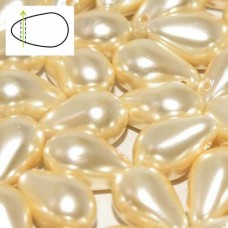 6x9mm Czech Side Drill Teardrops - Old Lace - Pack of 10