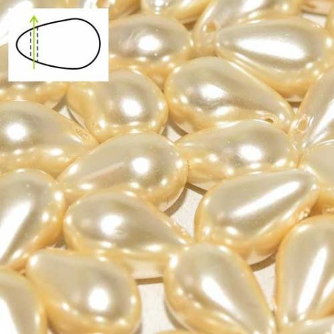 6x9mm Czech Side Drill Teardrops - Old Lace - Pack of 10
