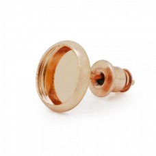 8mm Rose Gold Plated Earpost Cab Settings w/Clutch