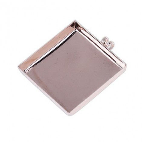 25mm Rose Gold Plated Square Pendant Bezel Tray