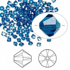 3mm Swarovski 5328 Crystal Bicones - Capri Blue AB - Pack of 10