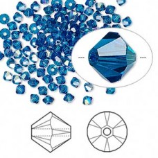 3mm Swarovski 5328 Crystal Bicones - Capri Blue AB