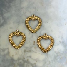 10mm Open Heart Raw Brass Charm - Pack of 10