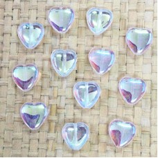 10mm Czech Crystal AB Glass Heart Beads - Pack of 12