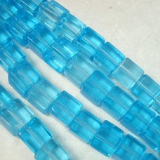 8mm Aqua Faceted Glass Cube Beads