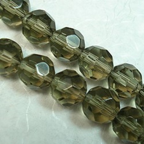 10mm Faceted Black Diamond Glass Beads - Strand