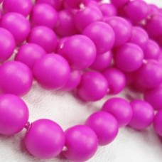 8mm Czech Round Glass Beads - Neon Purple