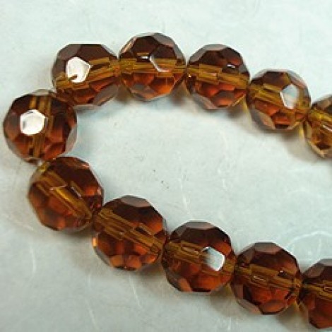 10mm Faceted Topaz Glass Beads - Strand