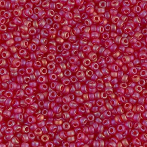 11/0 Miyuki Seed Beads - Matte Transp Ruby AB - 12.5gm