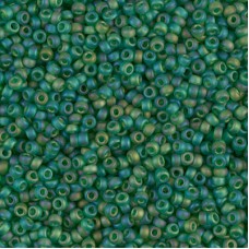 11/0 Miyuki Seed Beads - Matte Transparent Green AB