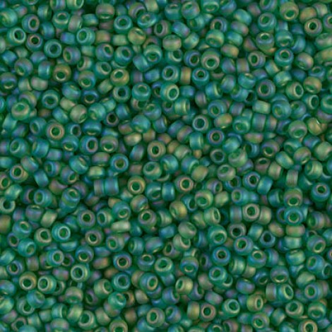 11/0 Miyuki Seed Beads - Matte Transparent Green AB