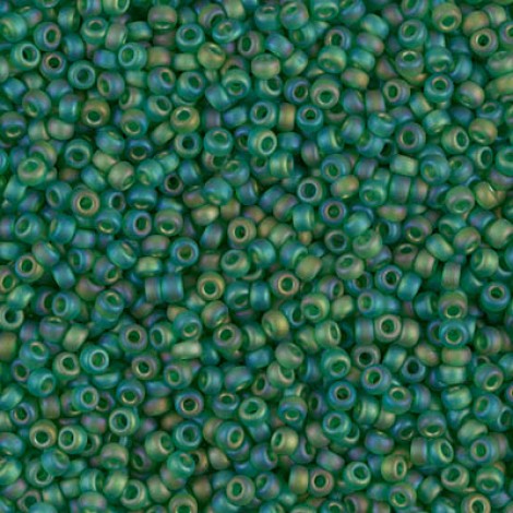 11/0 Miyuki Seed Beads - Matte Transparent Green AB - 23.5gm