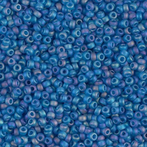 11/0 Miyuki Seed Beads - Matte Transparent Capri Blue AB