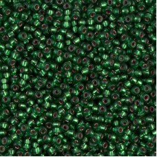 11/0 Miyuki Seed Beads - Dyed Semi-Frosted Rose Silverlined Leaf Green