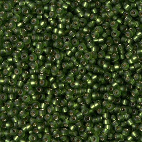 11/0 Miyuki Seed Beads - Matte Silver Lined Olive