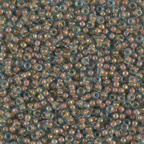 11/0 Miyuki Seed Beads - Peach Lined Aqua Luster - 12.5gm