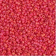 11/0 Miyuki Seed Beads - Matte Opaque Vermillion Red AB - 10gm